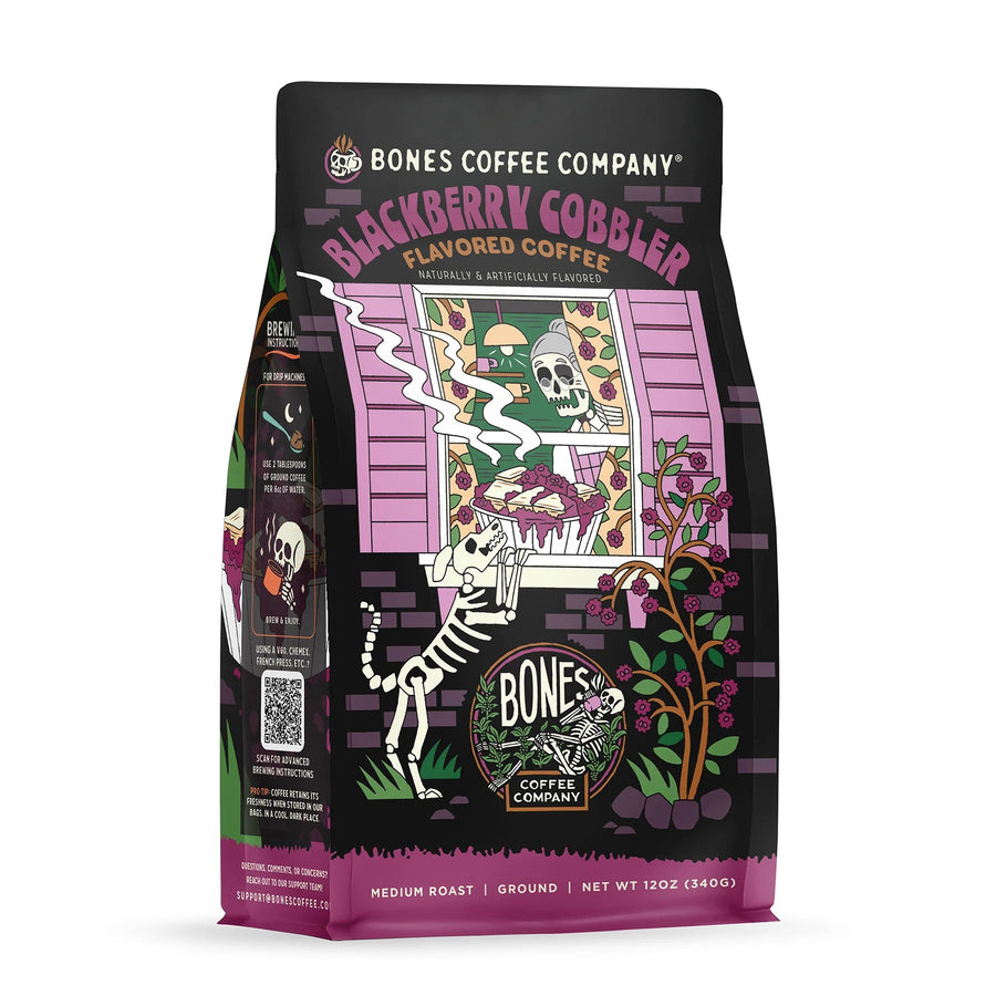 Blackberry Cobbler coffee bag artwork, reference image