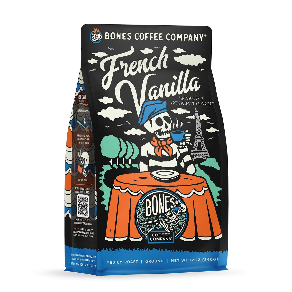 French Vanilla coffee bag artwork, reference image