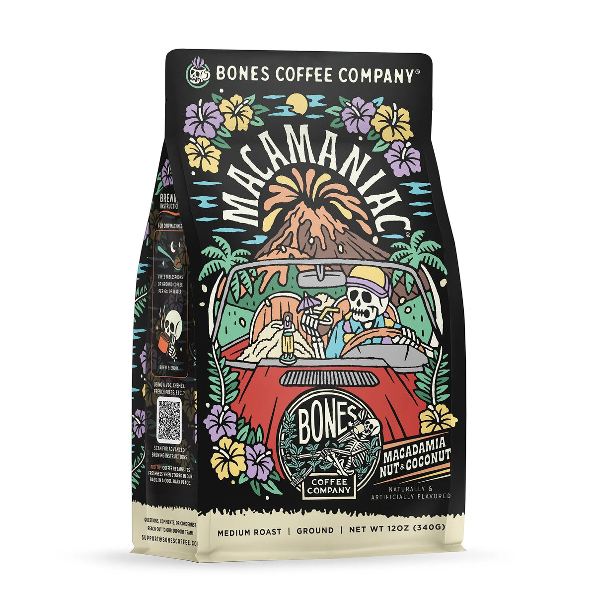 Macamaniac coffee bag artwork, reference image