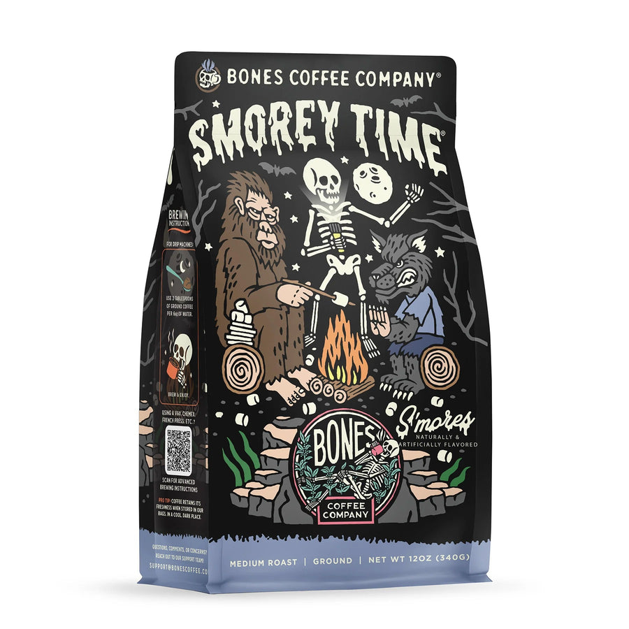 S'morey Time coffee bag artwork, reference image