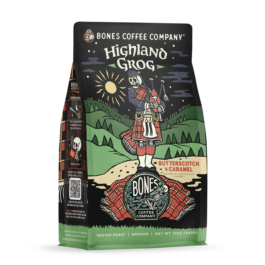 Highland Grog coffee bag artwork, reference image