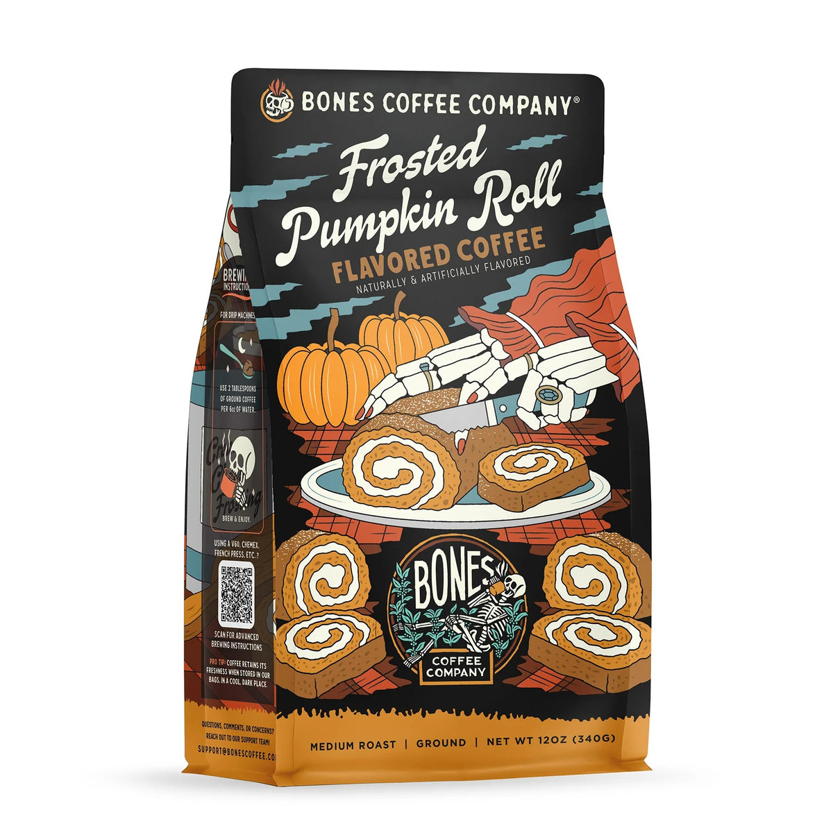Frosted Pumpkin Roll coffee bag artwork, reference image