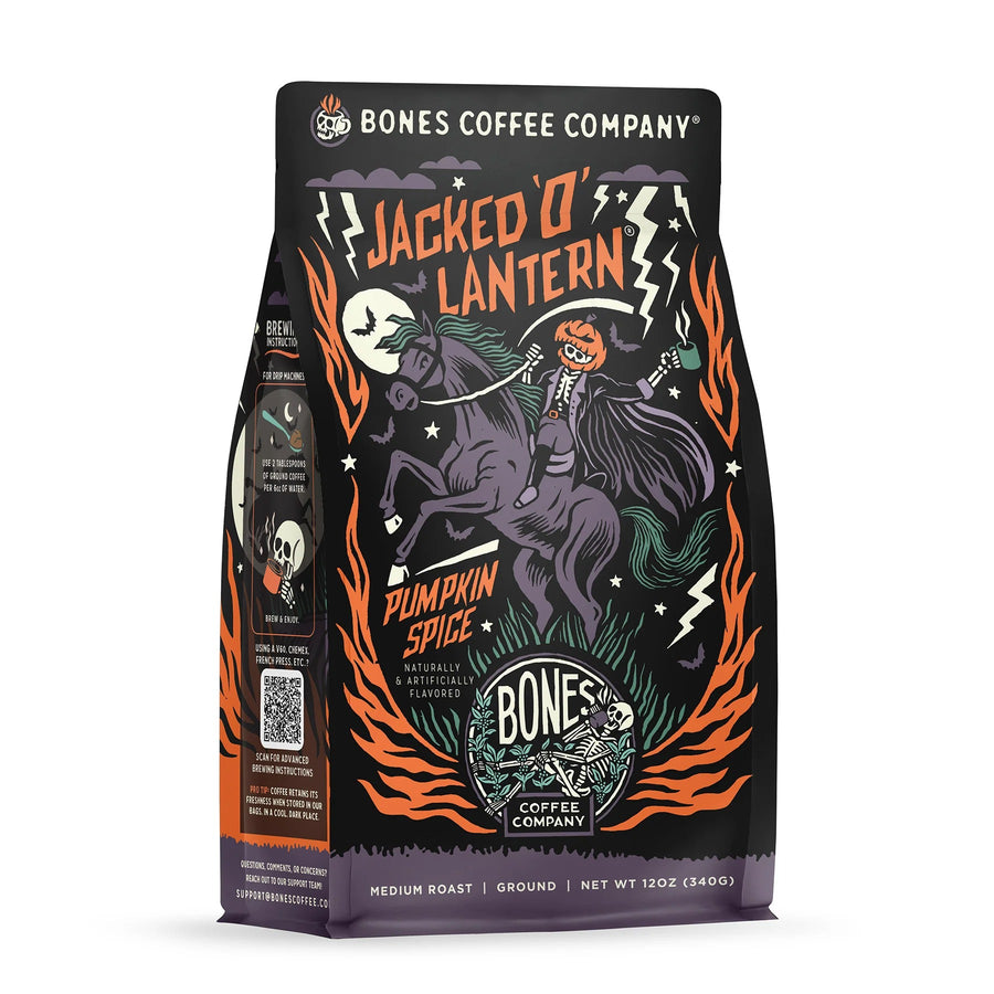 Jacked O' Lantern coffee bag artwork, reference image