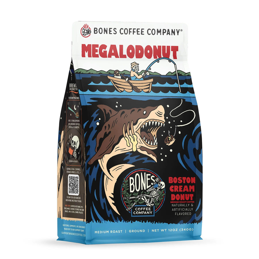 Megalodonut coffee bag artwork, reference image