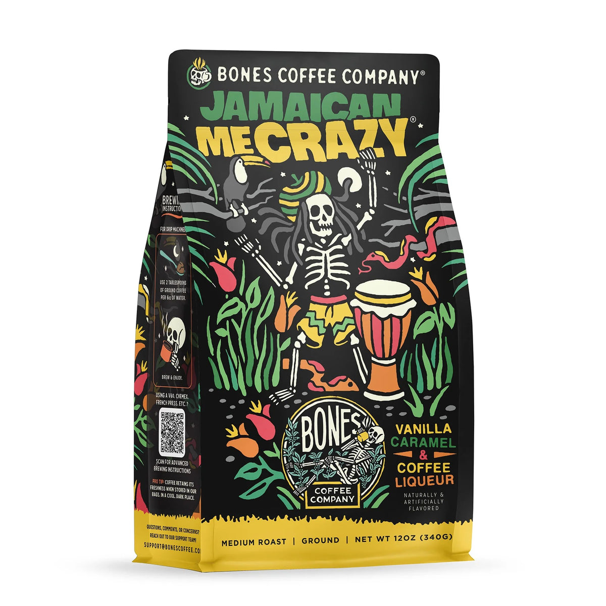 Jamaican Me Crazy coffee bag artwork, reference image