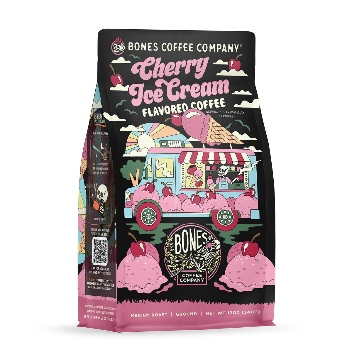 Cherry Ice Cream coffee bag artwork, reference image
